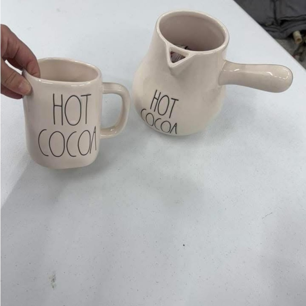 Rae Dunn Cream Hot Cocoa Mug and Pitcher Set